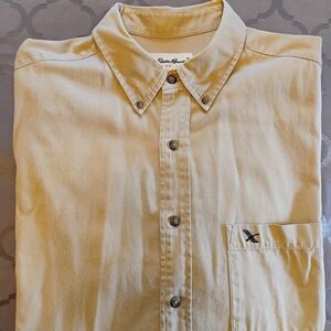 Eddie Bauer Light Tan / Khaki Men's Large Long Sleeve Casual Button Down Shirt